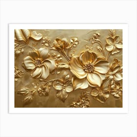 Gold Flowers 3 Art Print