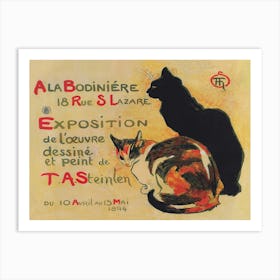 Paris Cats, Muted Neutral Vintage Art Art Print