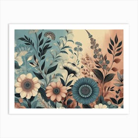 Floral Garden In Three Tone Abstract Poster 2 Art Print