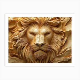 3d Powerful Lion's Face 1 Art Print