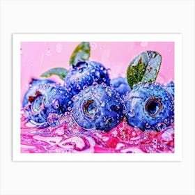 Blueberries In Water Art Print