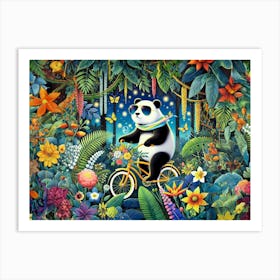 Panda’s Floral Adventure Art Print