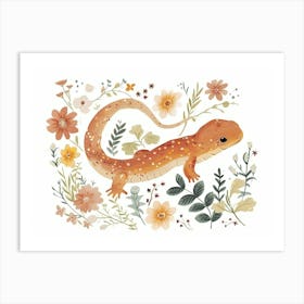 Little Floral Newt Art Print