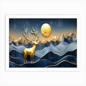 Deer In The Mountains 2 Art Print