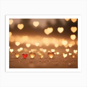 A Warm And Inviting Image Of Heart Shaped Lights Strung Along A Path In A Field Art Print