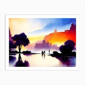 Sunset In Edinburgh Art Print