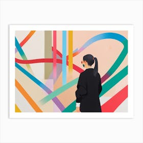 Woman In Front Of A Colorful Painting Art Print