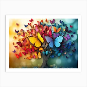 Background Of The Fantastic Butterfly Tree 1 Art Print