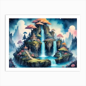 Asian Waterfall Art Print