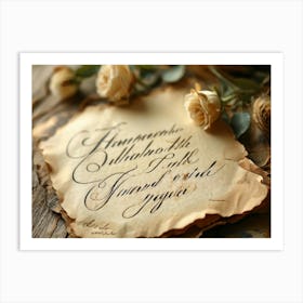 Calligraphic Handwriting Crafting An Elegant Thank You Note Swoops And Curls Of The Letters Intrica (5) Art Print