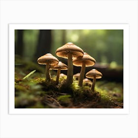 Mushrooms In Forest 05 Art Print