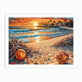 Sunset On The Beach 3 Art Print