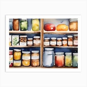 Pantry Jars and Jams Watercolor Painting Art Print