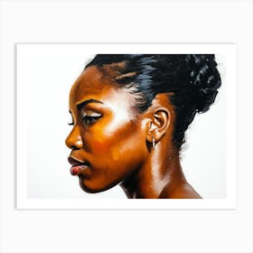 Side Profile Of Beautiful Woman Oil Painting 196 Art Print