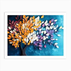 Colorful Tree With Leaves On Hanging Branches 17 Art Print