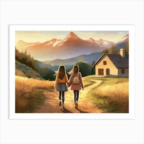 Friendly Mountain Cottage Art Print