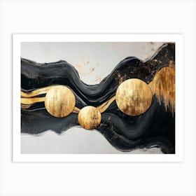 Gold Circles Abstract Painting Art Print