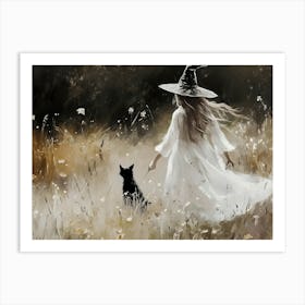 Witch And Cat Art Print