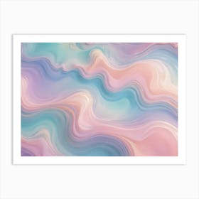 Abstract Background With Swirling, Flowing Lines In Shades Of Pastel Pink, Blue, And Purple, Creating A Soft And Dreamy Aesthetic Art Print