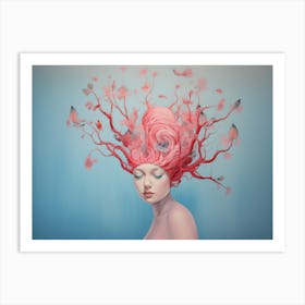 Spring spirit. A pink-haired young woman. Bedroom or livingroom print art Art Print