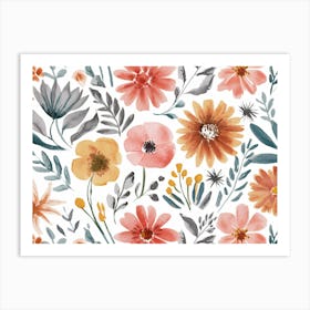 Watercolor Flowers Art Print