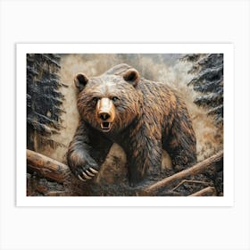 Elegant 3d Bear Relief Art Stunning Ambiance Art Print