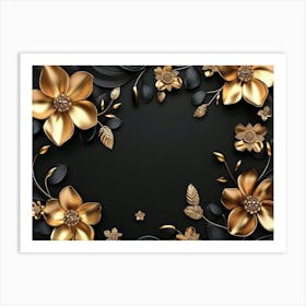 Gold Floral Frame 7 Art Print