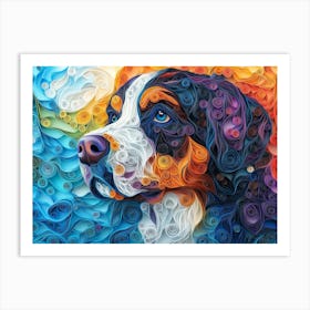 Tibetan Mastiff Paper Quilling Dog Portrait II Art Print