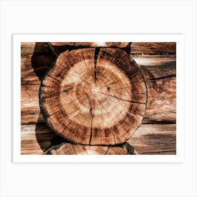 Log Cabin Wood Art Print
