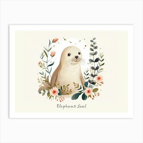 Little Floral Elephant Seal 4 Poster Art Print