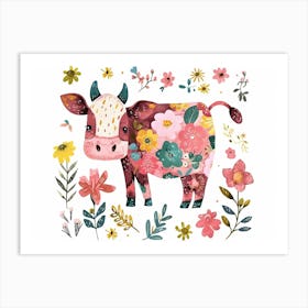 Little Floral Cow 4 Art Print