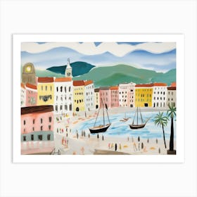 Trieste Italy Cute Watercolour Illustration 1 Art Print