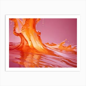 Abstract Image Of A Splash Of Orange Liquid, Creating A Dynamic And Fluid Effect Art Print