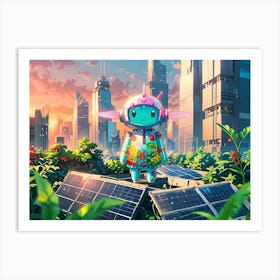 Robot In The City Art Print