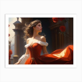 Woman In Red Dress 5 Art Print