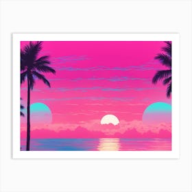 Sunset With Palm Trees 3 Art Print