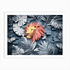 Lion On The Wall Art Print