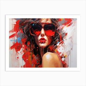 Woman In Red Sunglasses 15 Art Print