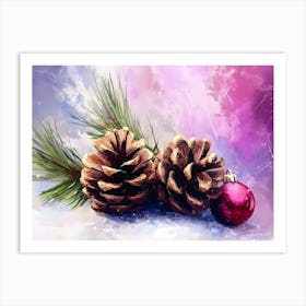 Christmas Pine Cones Art Print