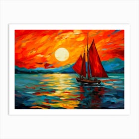 Sailing Into Parisian Sunset Art Print