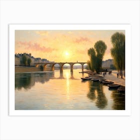 Sunset Over The Seine Art Print