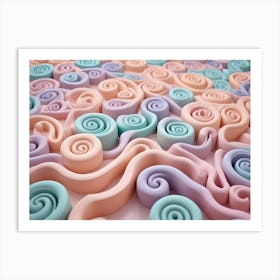 A Playful And Abstract Composition Of Pastel Colored Spirals And Curves, Creating A Sense Of Depth And Movement Art Print