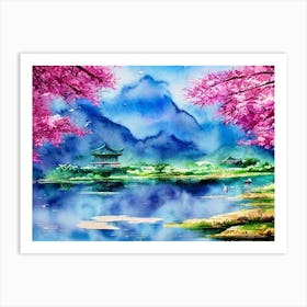 Tranquility Beneath The Cherry Blossoms  Art Print