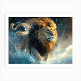 Lion In The Snow Art Print