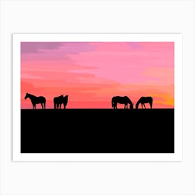 Horse Sunset Art Print