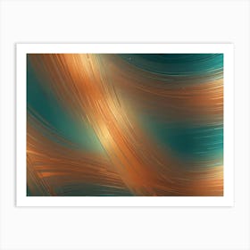 Abstract Background With Flowing, Metallic Gold Lines On A Teal Background, Creating A Luxurious And Textured Effect Art Print