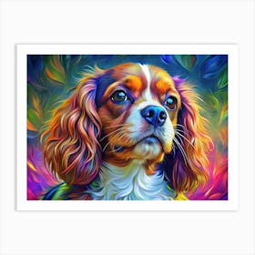 Cavalier King Charles Spaniel With Colorful Artistic Background Art Print