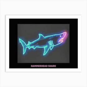 Green Pink Scalloped Hammerhead Neon Shark Poster 1 Art Print