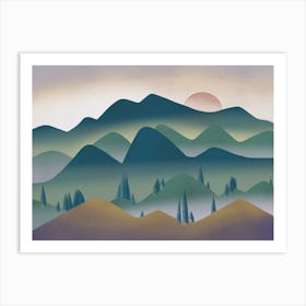 Mountain Range At Dawn Art Print
