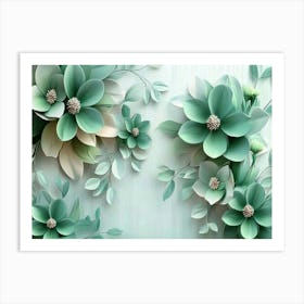 Green Flowers 1 Art Print